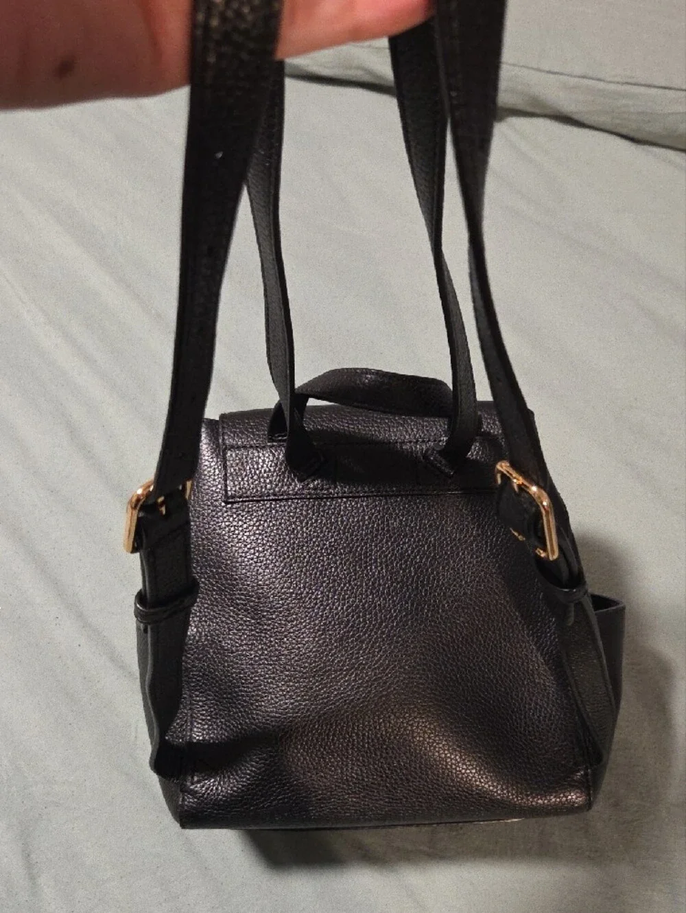 Tory Burch Black Pebbled Leather Tassel Backpack